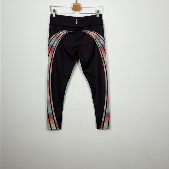 Free People Movement Black Yoga Leggings with Multicolor Stripes Women's M - Picture 4 of 8